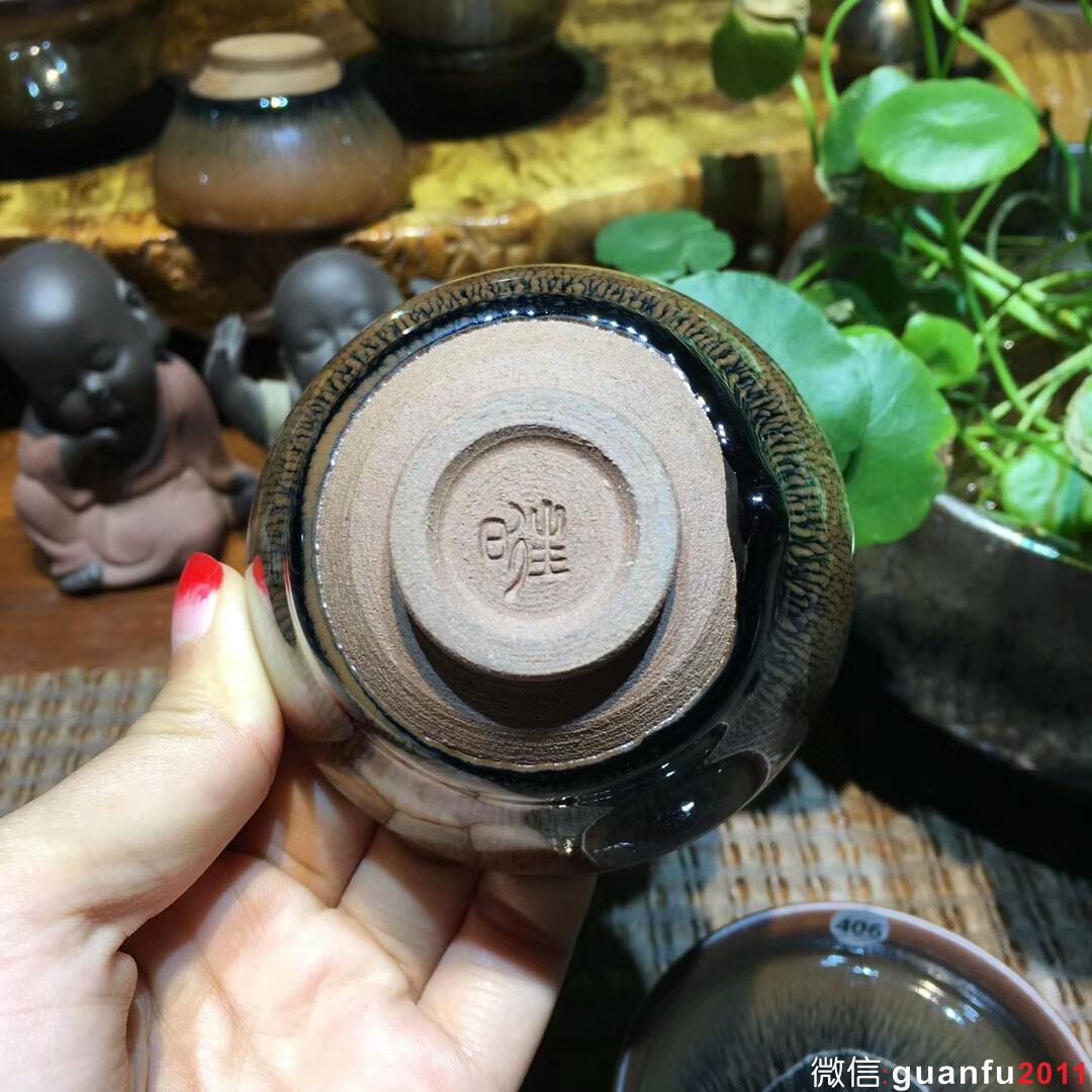 葉禮旺手作 金兔毫束口盞 口徑8*4.8