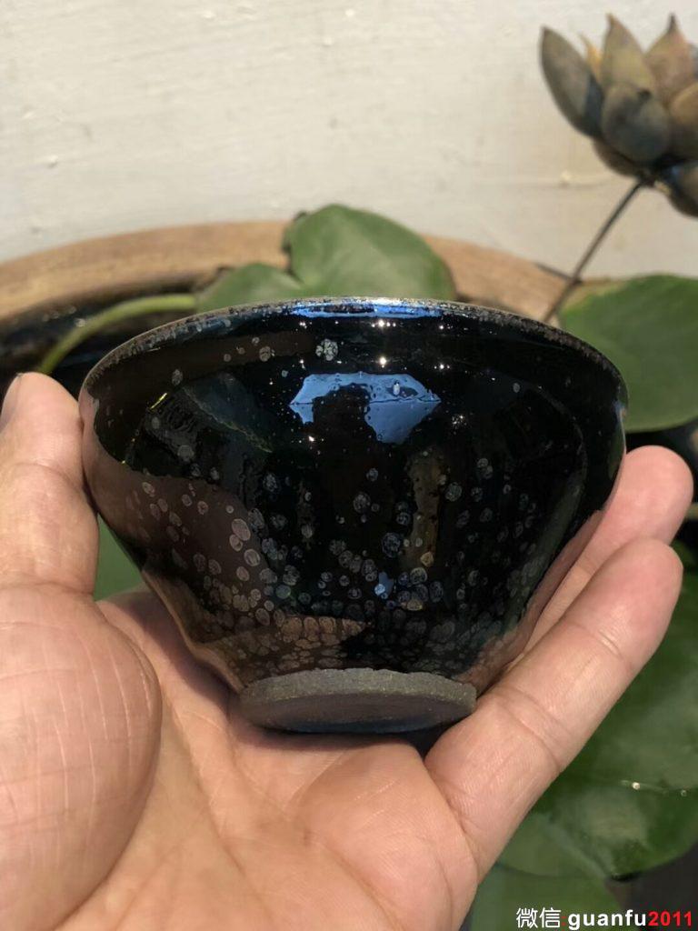 華御  陳春華老師 黑釉 復(fù)古油滴 囗徑：9