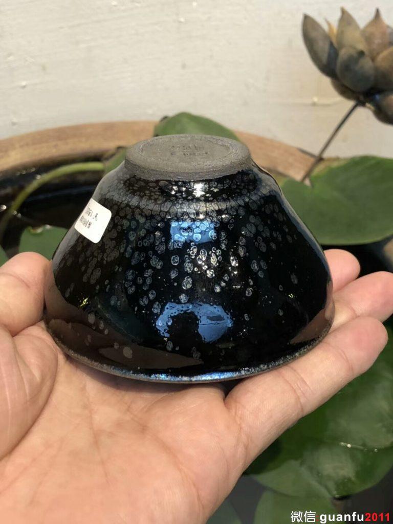 華御  陳春華老師 黑釉 復(fù)古油滴 囗徑：9