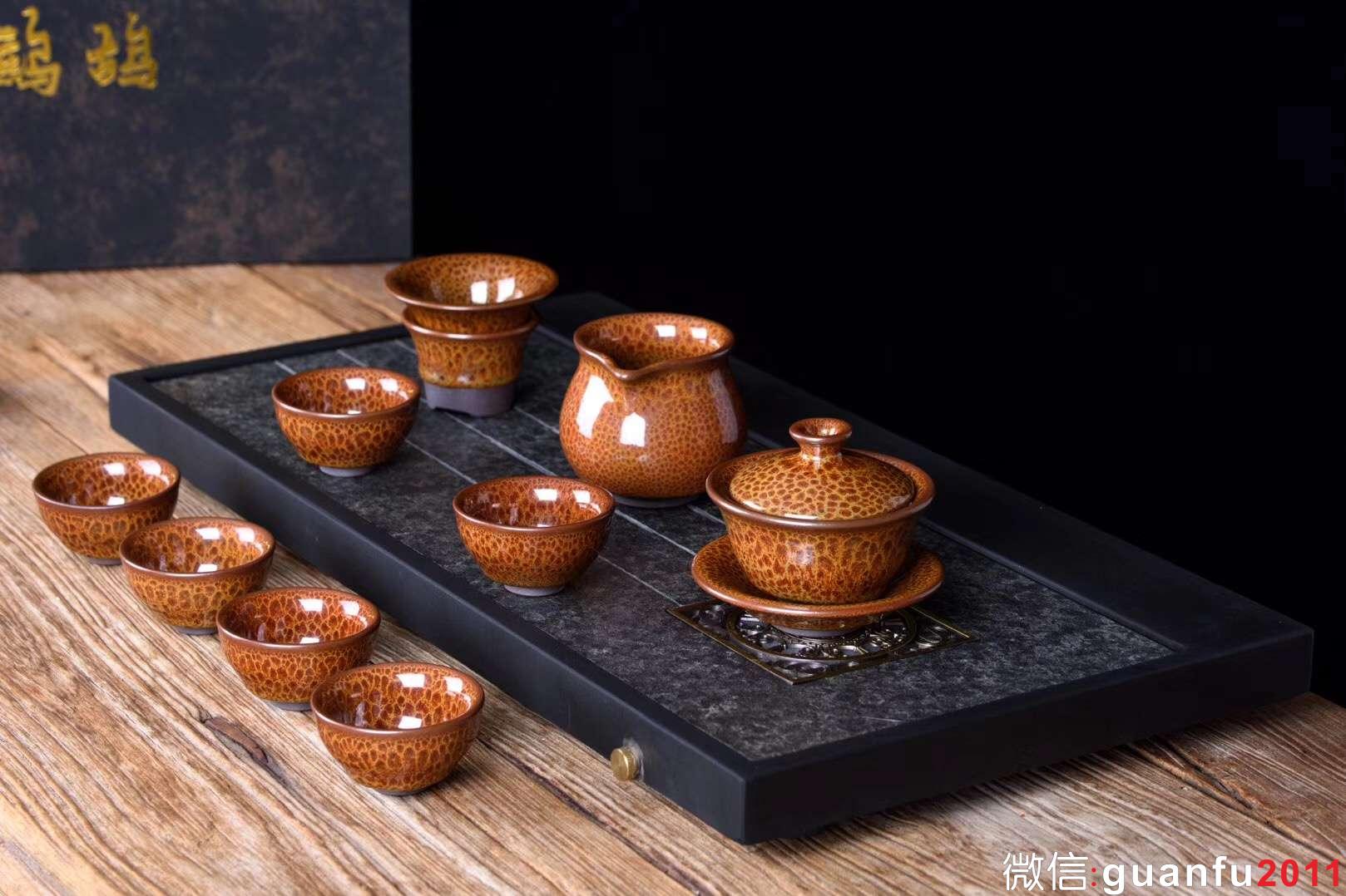 新品推薦  仿宋建盞  火龍鷓鴣   12件套茶具套裝