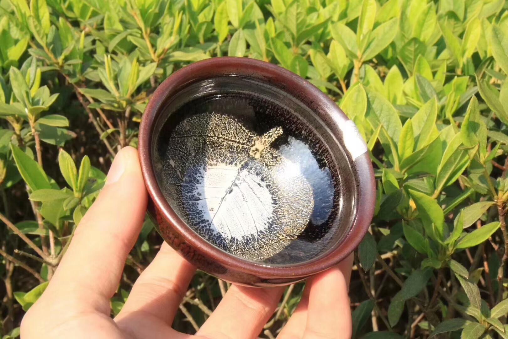 稀有之物 國(guó)家級(jí)非遺傳承人  孫建興老師早期作品  紅兔毫木葉盞  （特別注明出處 囗有包了一小塊銀葉子）優(yōu)惠走一個(gè)[玫瑰][玫瑰][玫瑰]