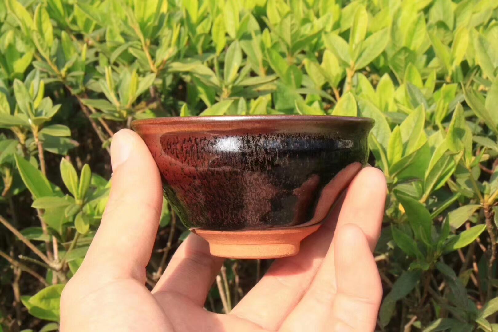 稀有之物 國(guó)家級(jí)非遺傳承人  孫建興老師早期作品  紅兔毫木葉盞  （特別注明出處 囗有包了一小塊銀葉子）優(yōu)惠走一個(gè)[玫瑰][玫瑰][玫瑰]