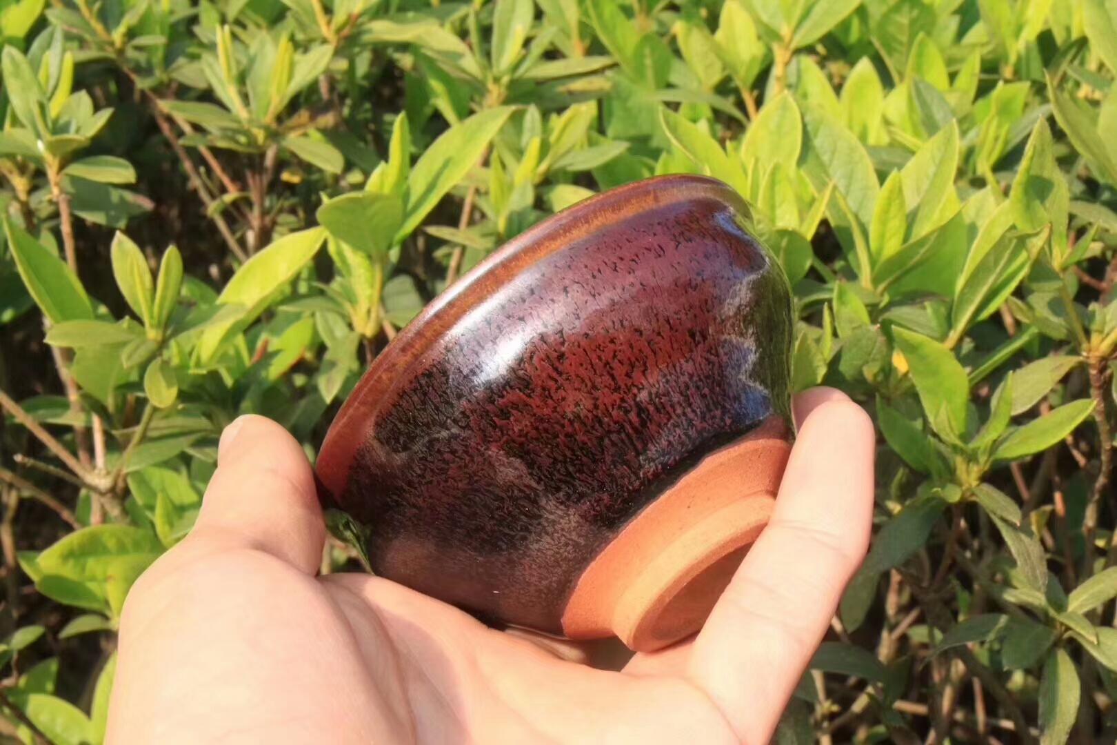 稀有之物 國(guó)家級(jí)非遺傳承人  孫建興老師早期作品  紅兔毫木葉盞  （特別注明出處 囗有包了一小塊銀葉子）優(yōu)惠走一個(gè)[玫瑰][玫瑰][玫瑰]