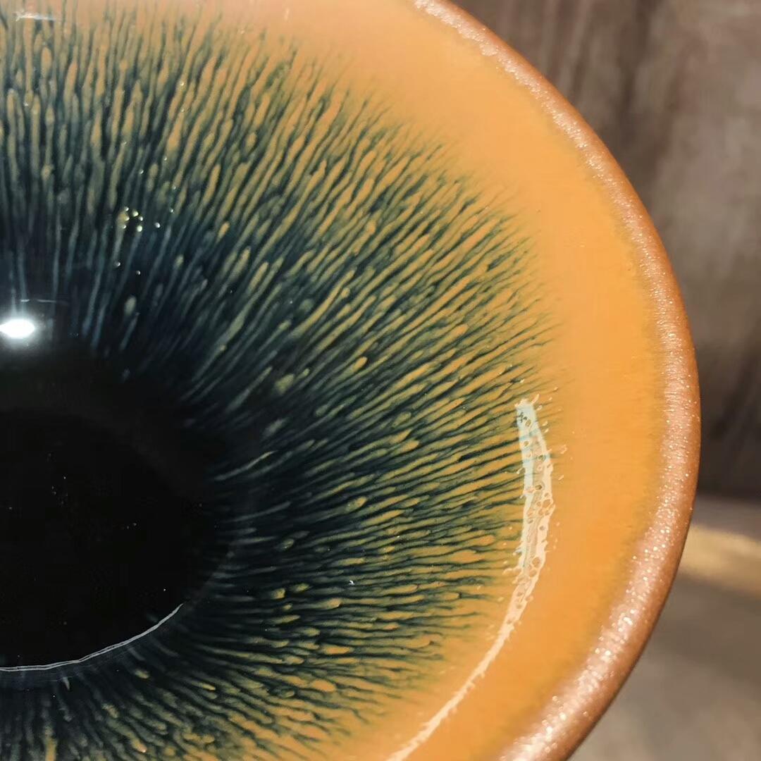 葉禮忠，撇口金兔毫，口徑10cm