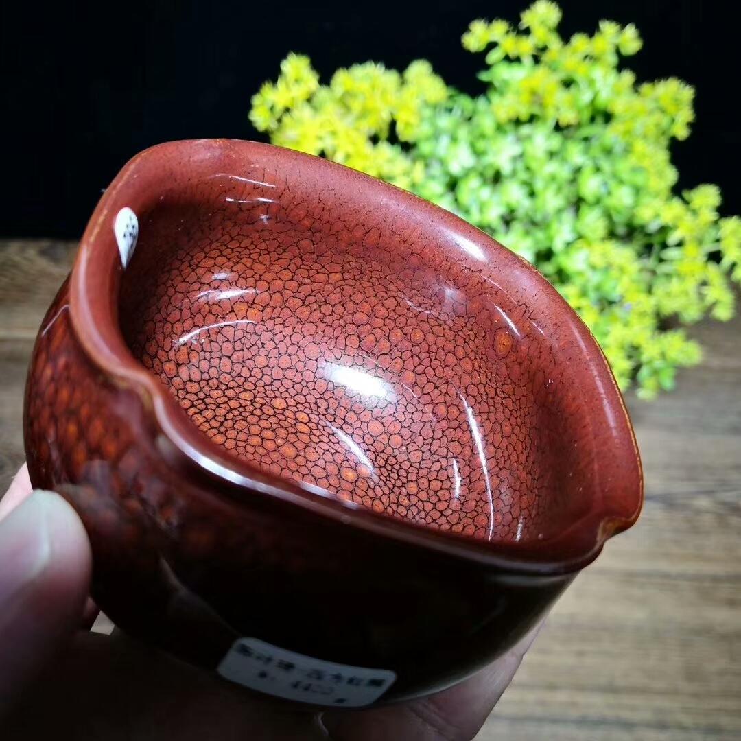 紅鷓鴣精品四方杯，陳葉琦手作 口徑7.8肚大9高5.5