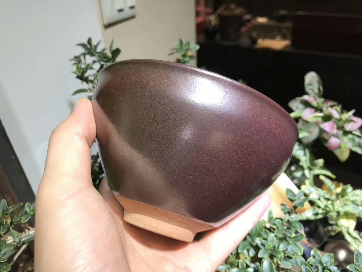 建盞國大師 作者：孫建興 作品：柿紅 雙木葉 口徑：12.7cm*7.5cm