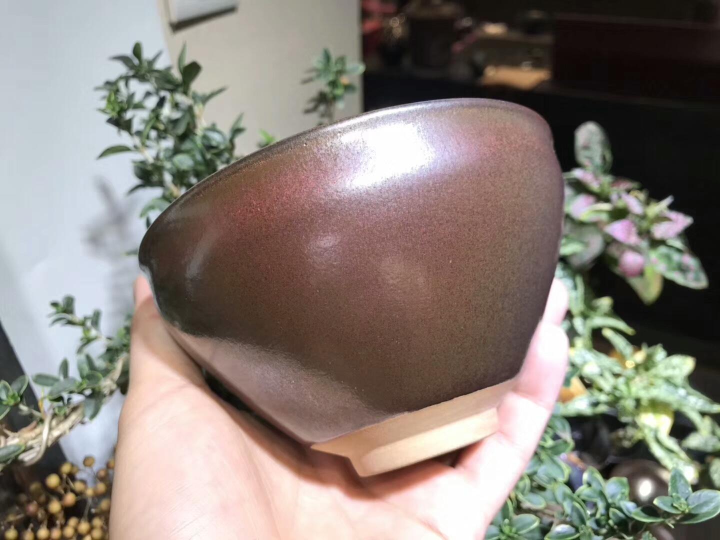 建盞國大師 作者：孫建興 作品：柿紅 雙木葉 口徑：12.7cm*7.5cm