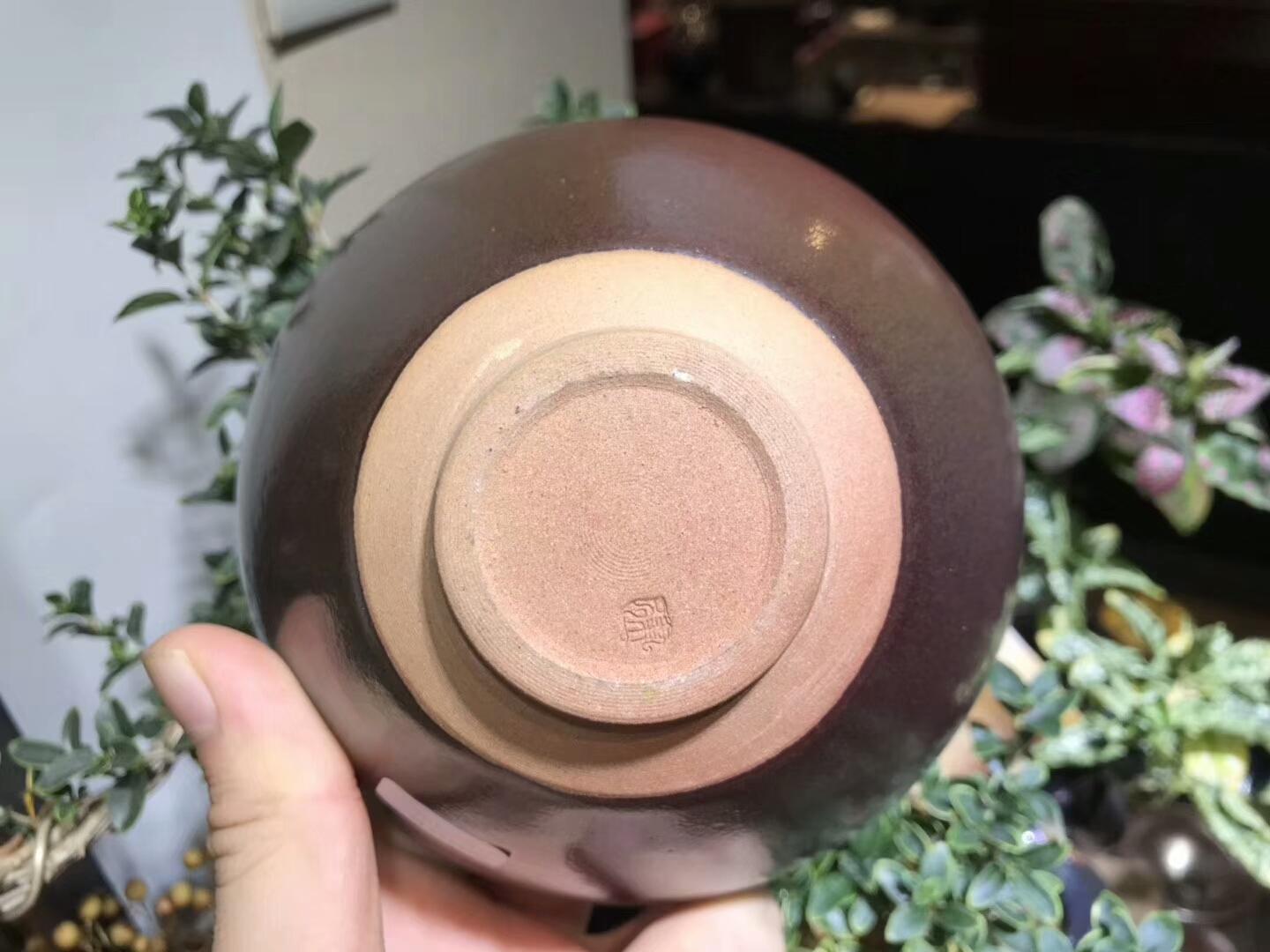 建盞國大師 作者：孫建興 作品：柿紅 雙木葉 口徑：12.7cm*7.5cm